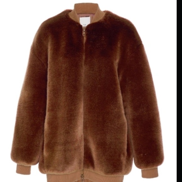 Tibi Luxurious Brown Faux Fur Track Jacket - Picture 5 of 6
